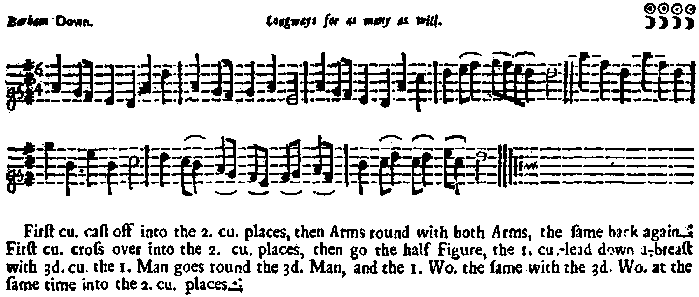 Music & notation for Barham Down, Playford 1701